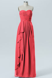 Chiffon Column Strapless Sleeveless Bridesmaid Dress-B07910