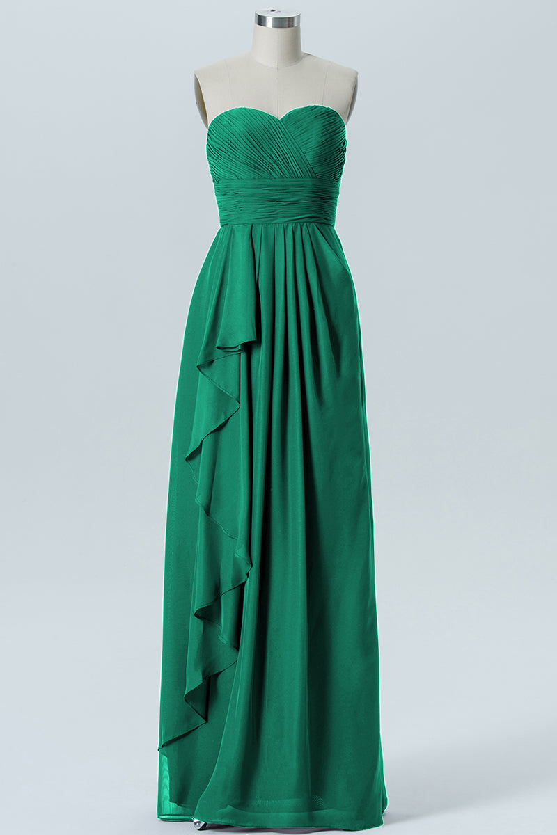 Chiffon Column Strapless Sleeveless Bridesmaid Dress-B07910