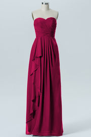 Chiffon Column Strapless Sleeveless Bridesmaid Dress-B07910