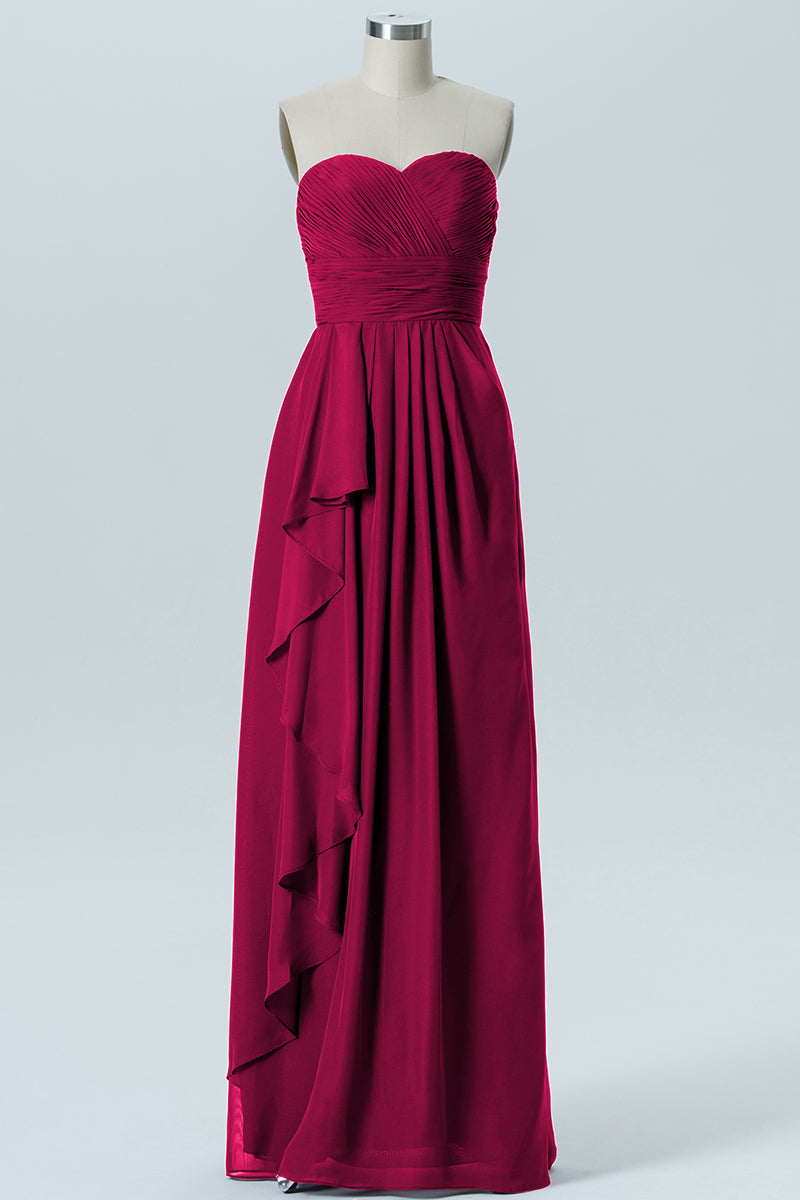 Chiffon Column Strapless Sleeveless Bridesmaid Dress-B07910