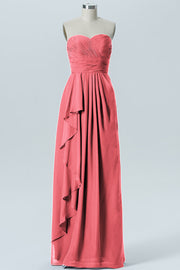 Chiffon Column Strapless Sleeveless Bridesmaid Dress-B07910