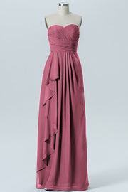 Chiffon Column Strapless Sleeveless Bridesmaid Dress-B07910