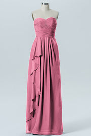Chiffon Column Strapless Sleeveless Bridesmaid Dress-B07910