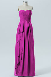 Chiffon Column Strapless Sleeveless Bridesmaid Dress-B07910