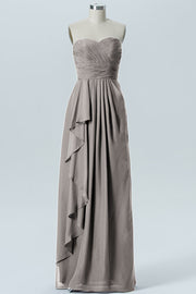 Chiffon Column Strapless Sleeveless Bridesmaid Dress-B07910