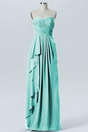 Chiffon Column Strapless Sleeveless Bridesmaid Dress-B07910