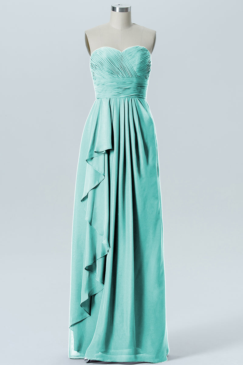 Chiffon Column Strapless Sleeveless Bridesmaid Dress-B07910