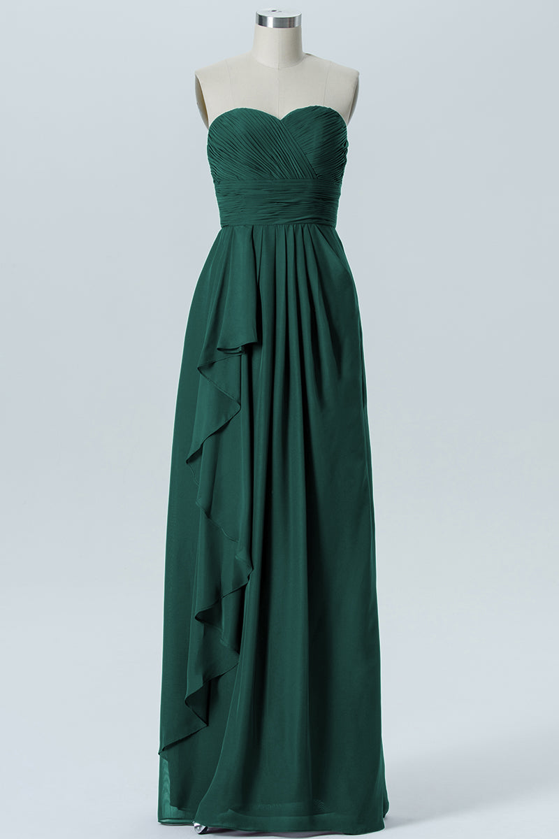 Chiffon Column Strapless Sleeveless Bridesmaid Dress-B07910