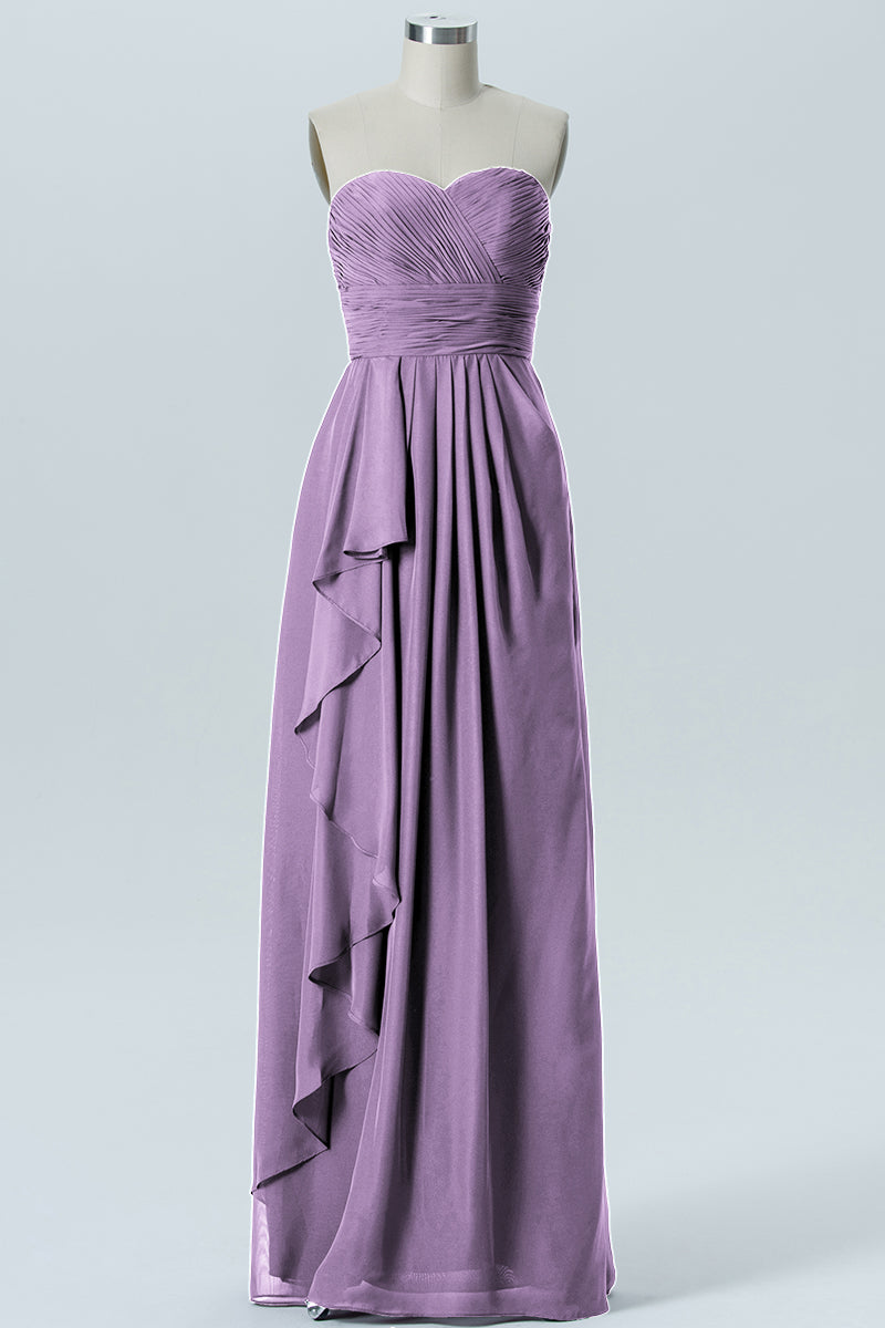 Chiffon Column Strapless Sleeveless Bridesmaid Dress-B07910
