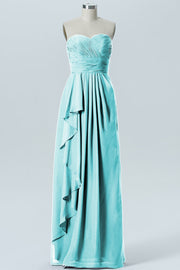 Chiffon Column Strapless Sleeveless Bridesmaid Dress-B07910