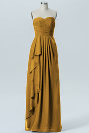 Chiffon Column Strapless Sleeveless Bridesmaid Dress-B07910