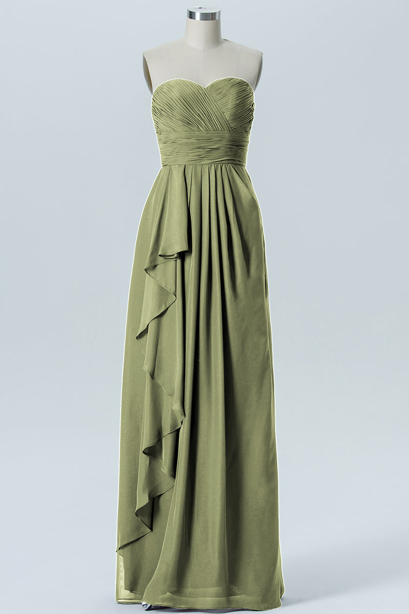Chiffon Column Strapless Sleeveless Bridesmaid Dress-B07910