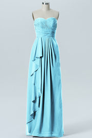 Chiffon Column Strapless Sleeveless Bridesmaid Dress-B07910