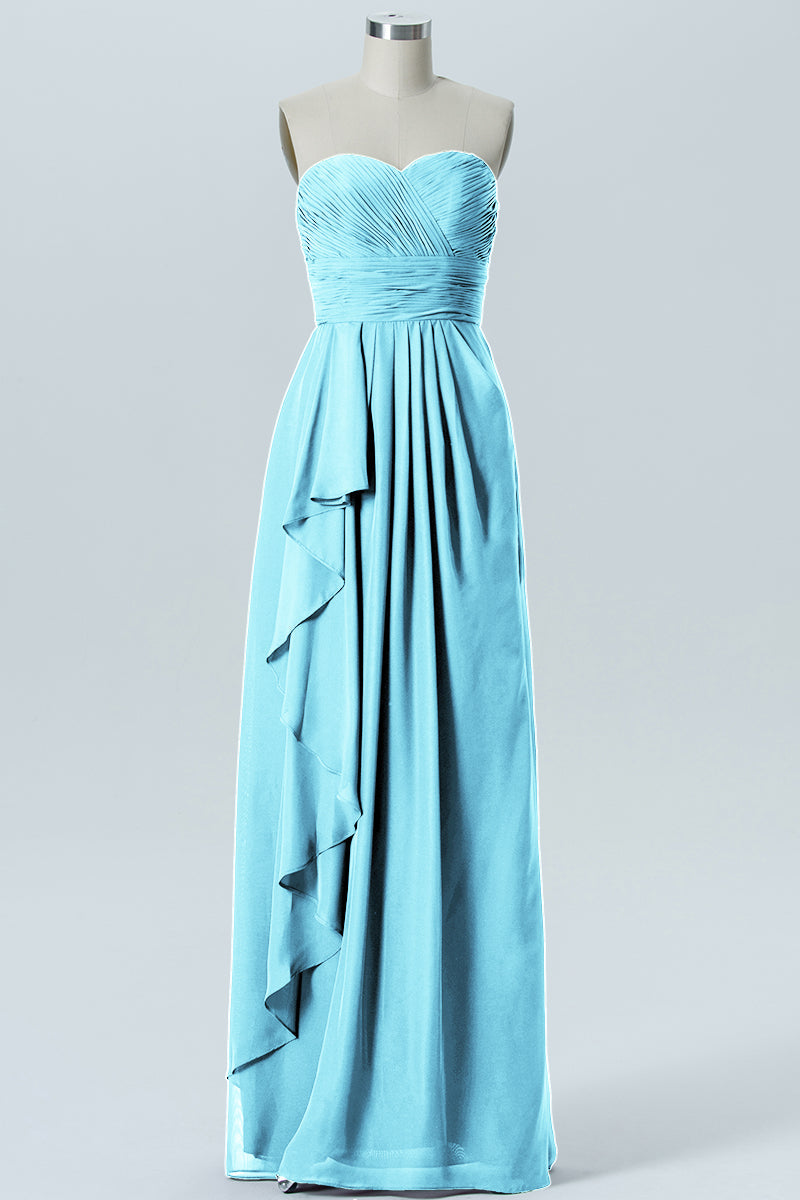 Chiffon Column Strapless Sleeveless Bridesmaid Dress-B07910