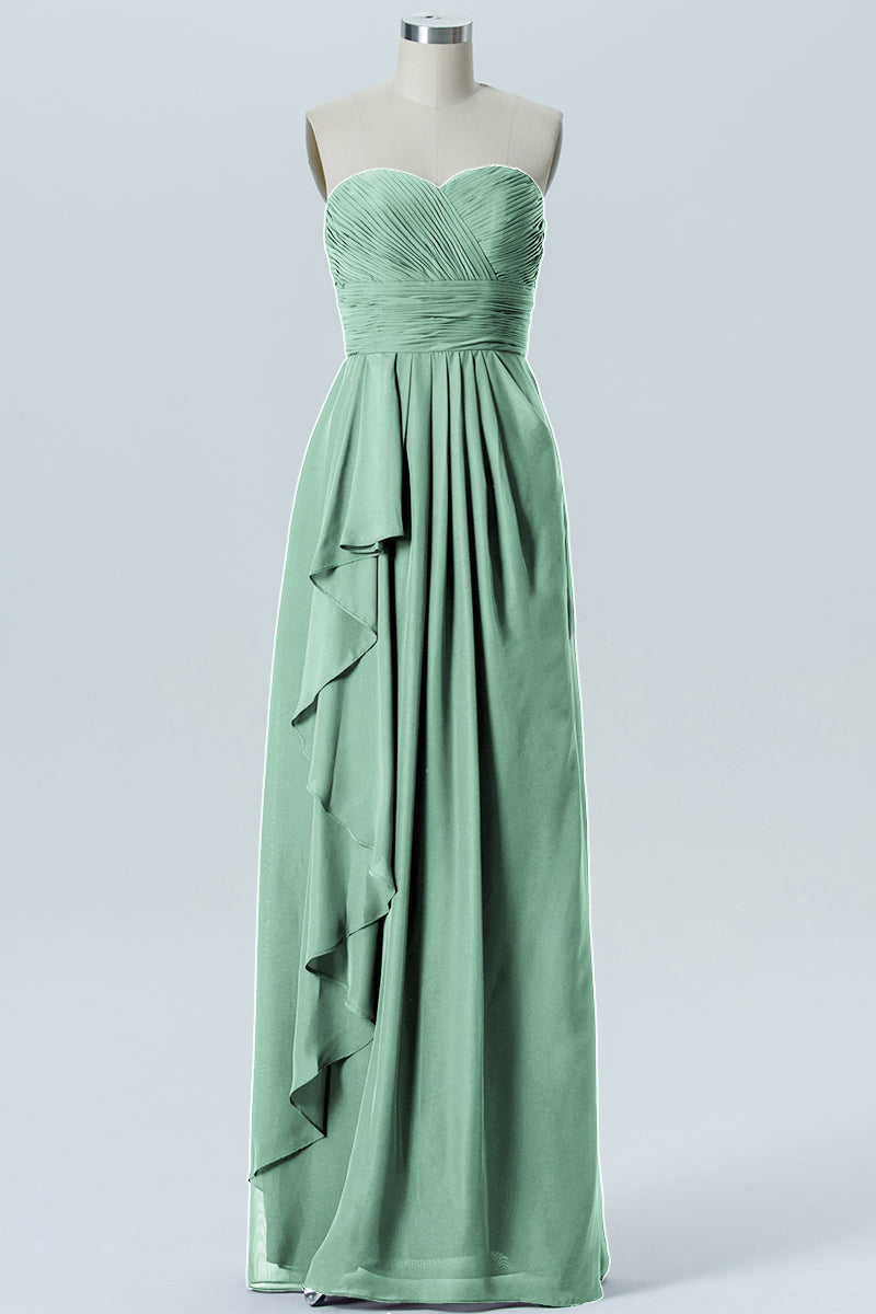 Chiffon Column Strapless Sleeveless Bridesmaid Dress-B07910