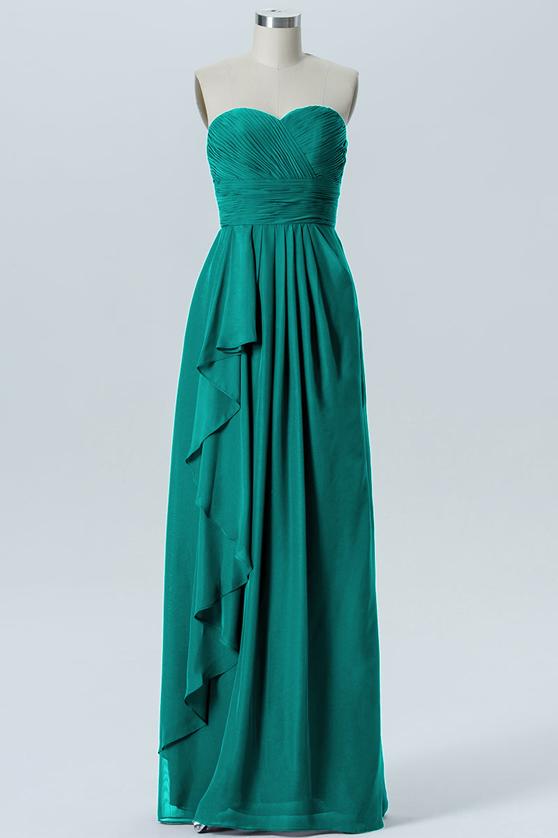 Chiffon Column Strapless Sleeveless Bridesmaid Dress-B07910