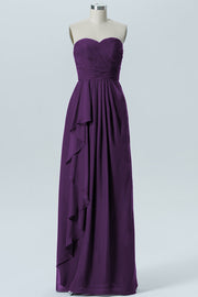 Chiffon Column Strapless Sleeveless Bridesmaid Dress-B07910