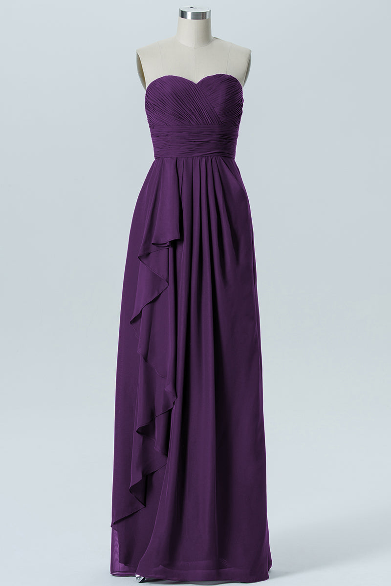 Chiffon Column Strapless Sleeveless Bridesmaid Dress-B07910