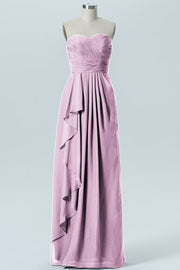 Chiffon Column Strapless Sleeveless Bridesmaid Dress-B07910