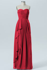 Chiffon Column Strapless Sleeveless Bridesmaid Dress-B07910