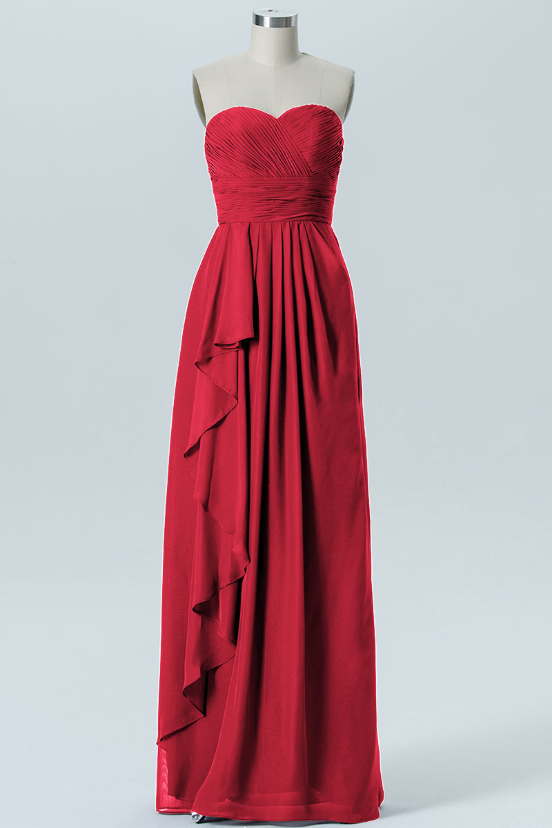 Chiffon Column Strapless Sleeveless Bridesmaid Dress-B07910