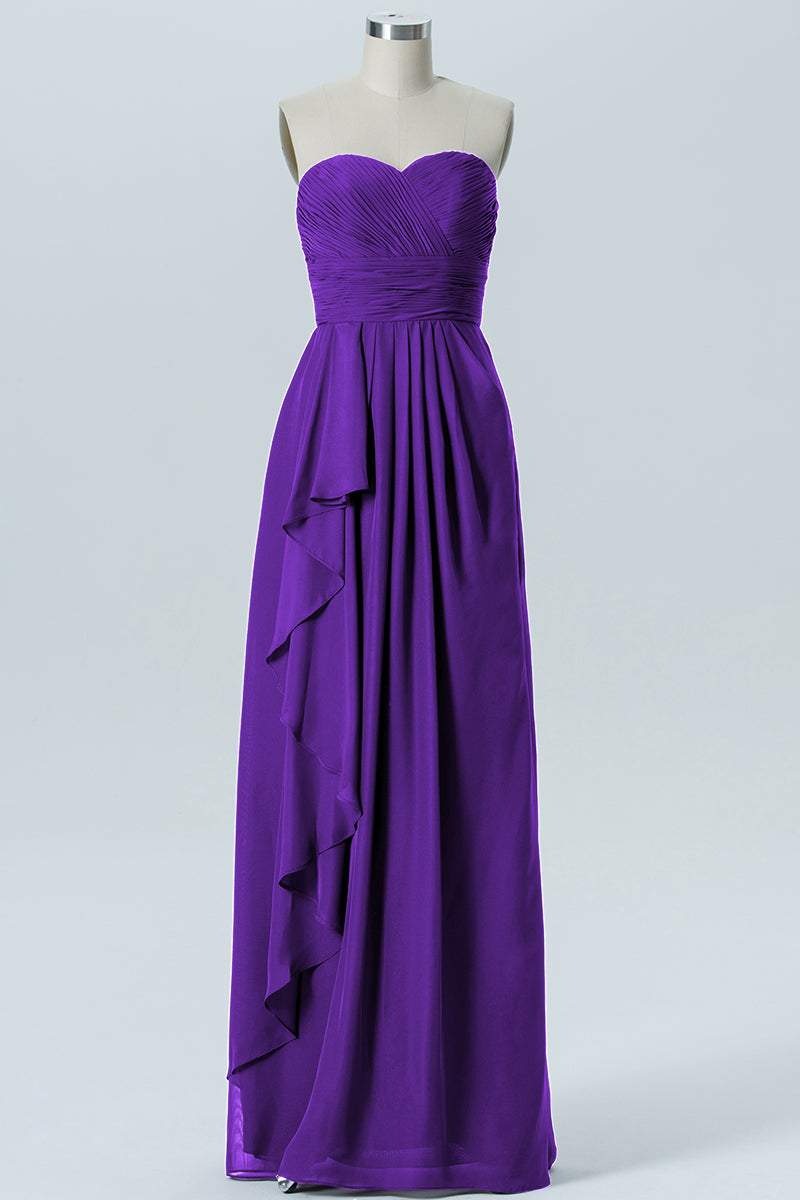 Chiffon Column Strapless Sleeveless Bridesmaid Dress-B07910