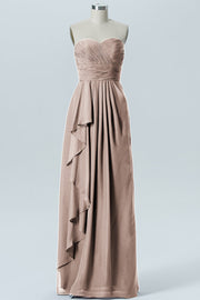 Chiffon Column Strapless Sleeveless Bridesmaid Dress-B07910