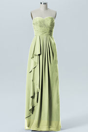Chiffon Column Strapless Sleeveless Bridesmaid Dress-B07910