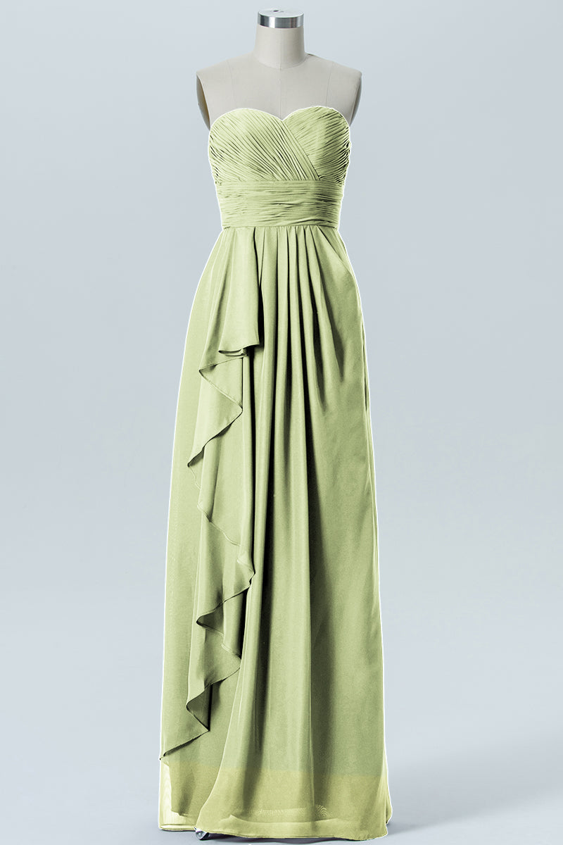 Chiffon Column Strapless Sleeveless Bridesmaid Dress-B07910