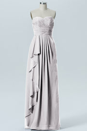 Chiffon Column Strapless Sleeveless Bridesmaid Dress-B07910