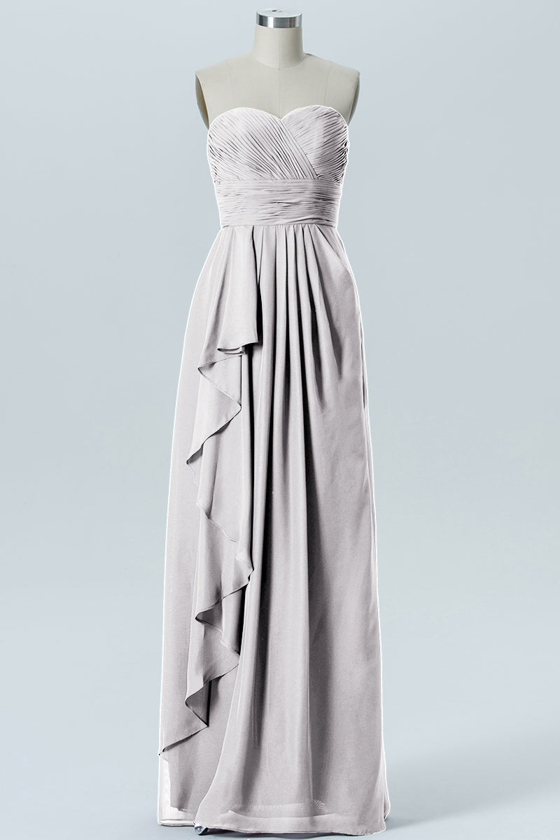 Chiffon Column Strapless Sleeveless Bridesmaid Dress-B07910