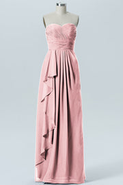 Chiffon Column Strapless Sleeveless Bridesmaid Dress-B07910