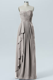 Chiffon Column Strapless Sleeveless Bridesmaid Dress-B07910