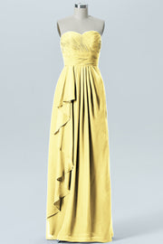 Chiffon Column Strapless Sleeveless Bridesmaid Dress-B07910