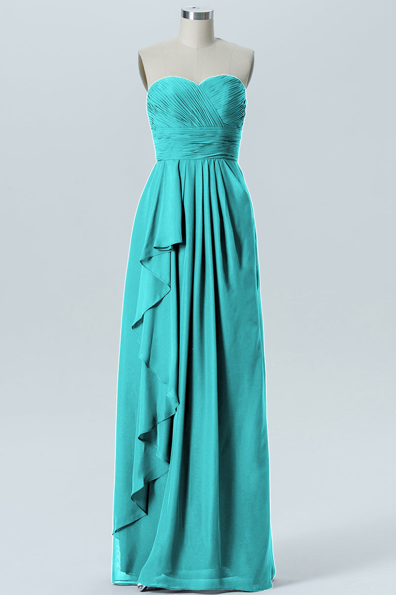 Chiffon Column Strapless Sleeveless Bridesmaid Dress-B07910