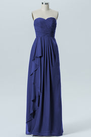 Chiffon Column Strapless Sleeveless Bridesmaid Dress-B07910