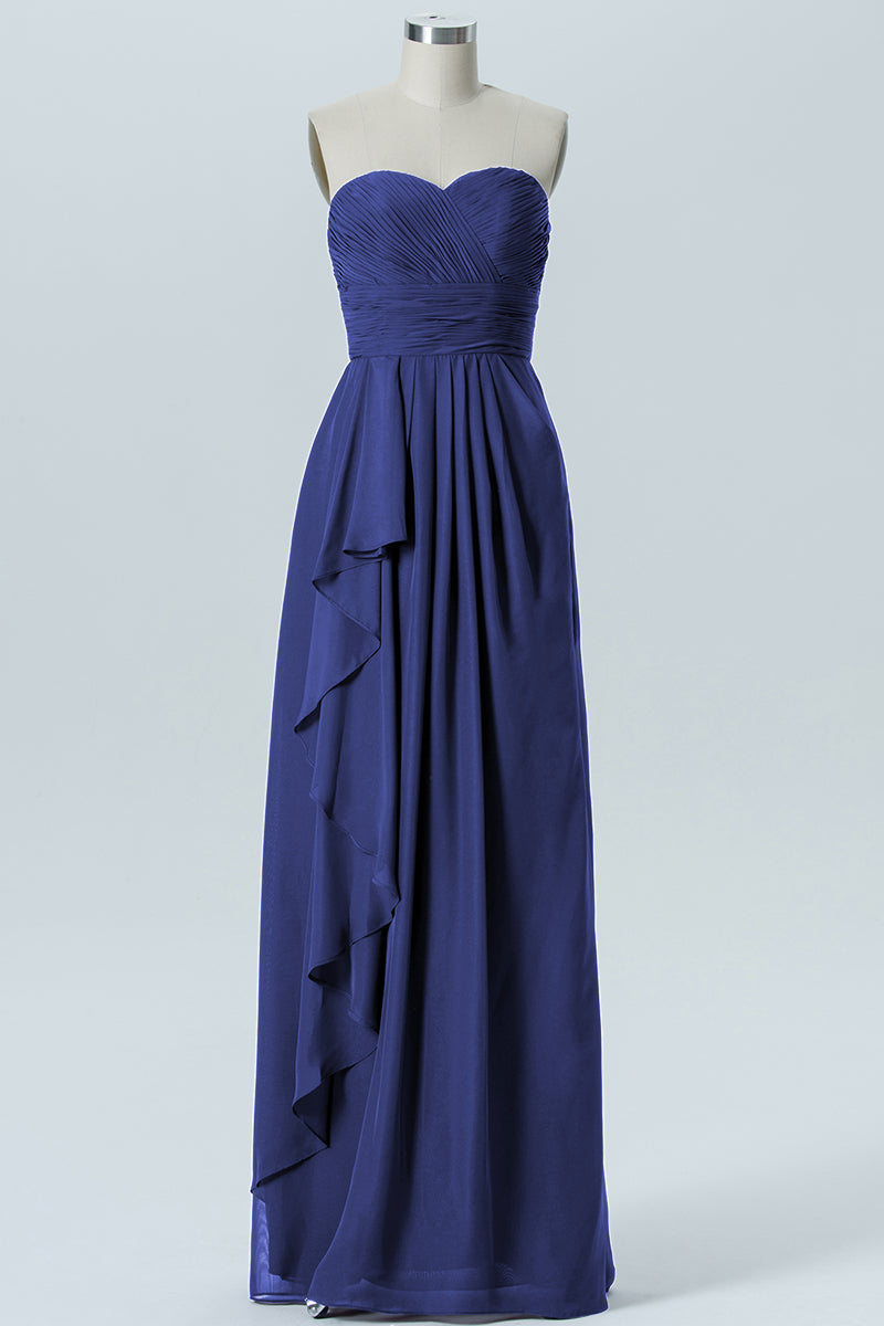 Chiffon Column Strapless Sleeveless Bridesmaid Dress-B07910