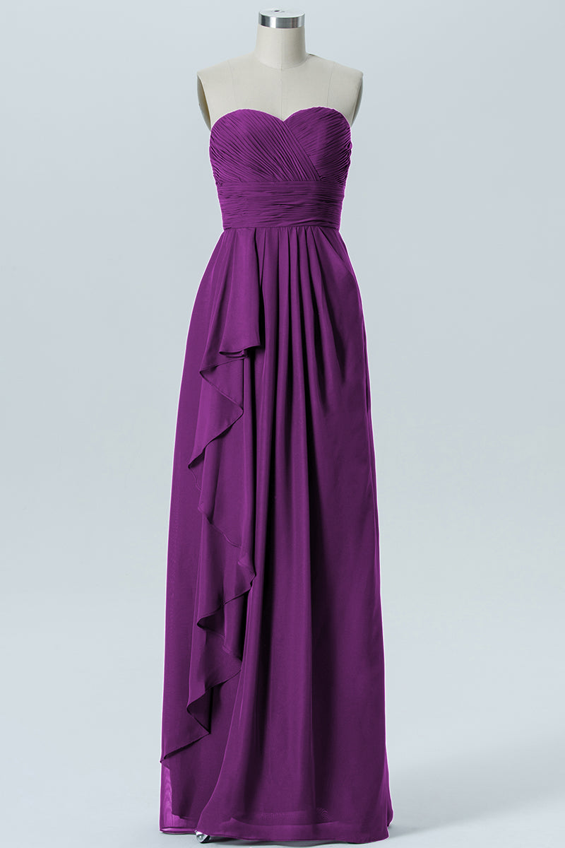 Chiffon Column Strapless Sleeveless Bridesmaid Dress-B07910