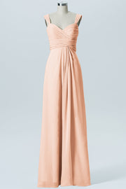 Chiffon Column Straps Sleeveless Bridesmaid Dress-B07914