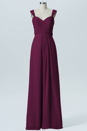 Chiffon Column Straps Sleeveless Bridesmaid Dress-B07914