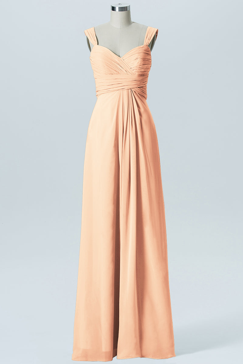 Chiffon Column Straps Sleeveless Bridesmaid Dress-B07914