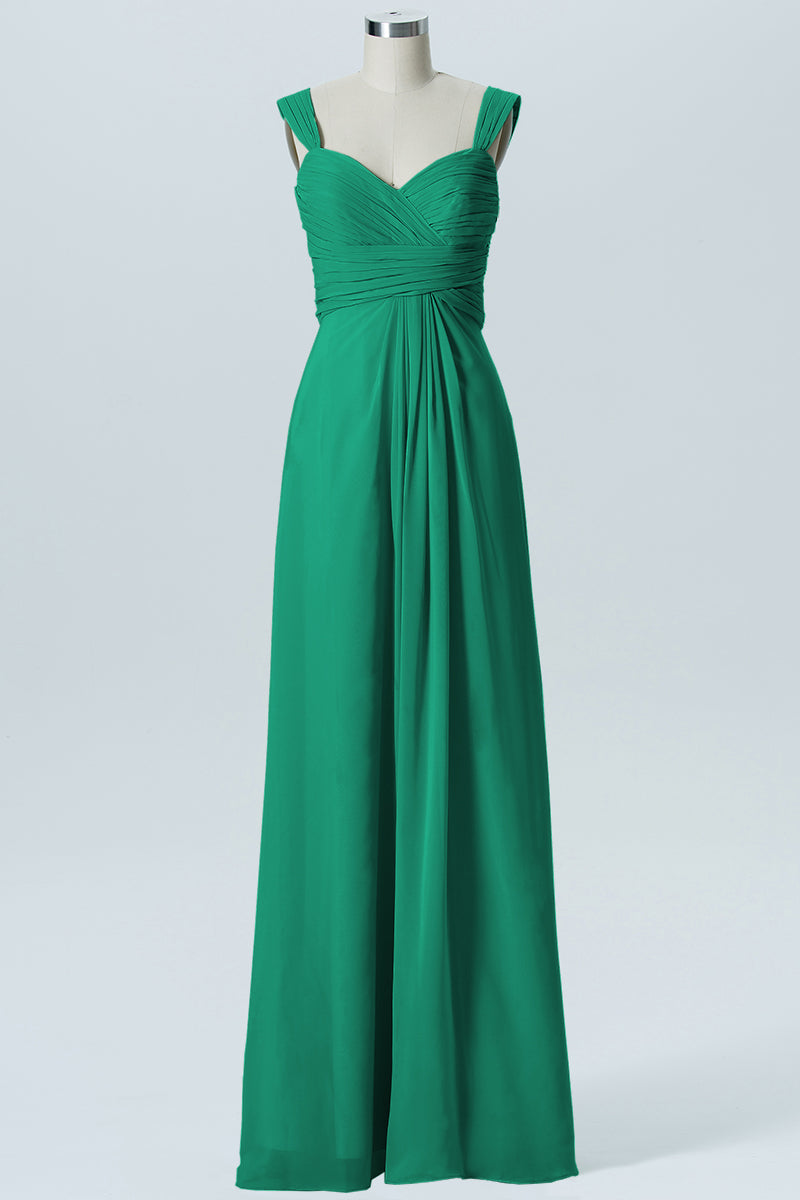 Chiffon Column Straps Sleeveless Bridesmaid Dress-B07914