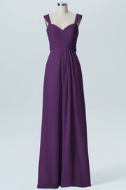Chiffon Column Straps Sleeveless Bridesmaid Dress-B07914