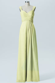 Chiffon Column Straps Sleeveless Bridesmaid Dress-B07914