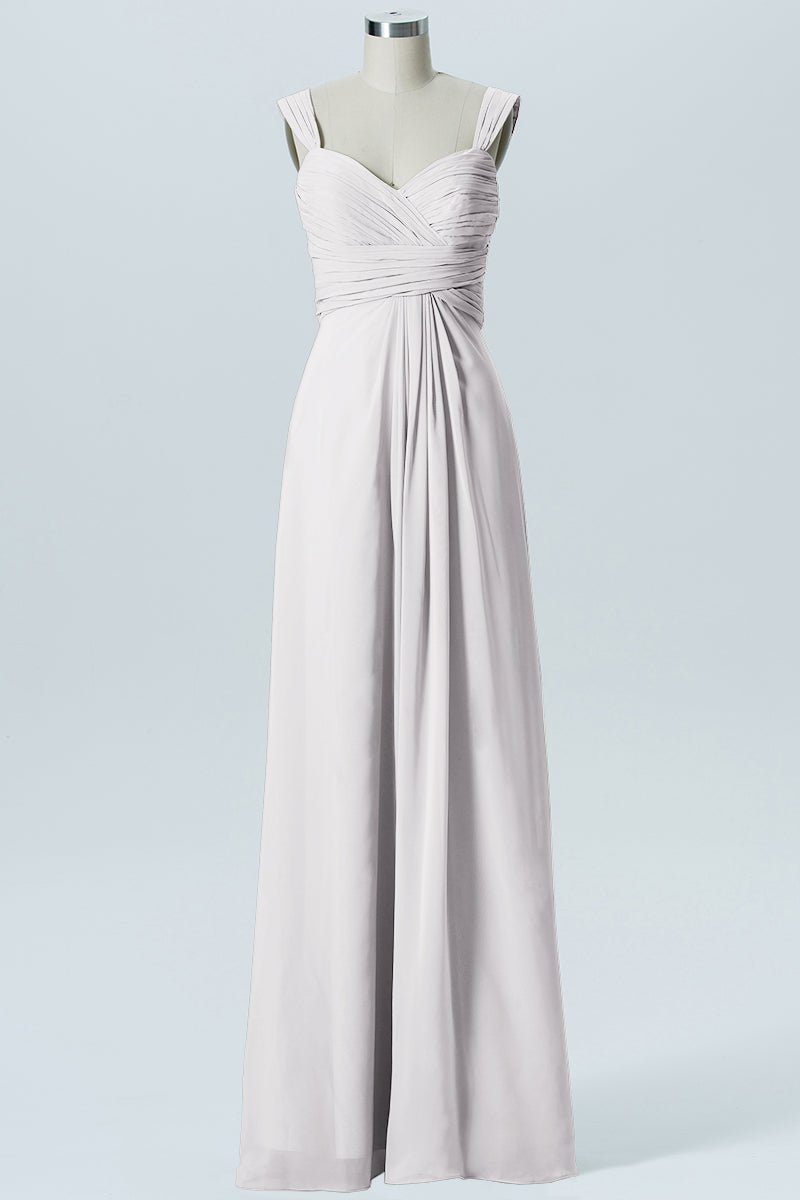 Chiffon Column Straps Sleeveless Bridesmaid Dress-B07914