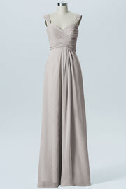 Chiffon Column Straps Sleeveless Bridesmaid Dress-B07914