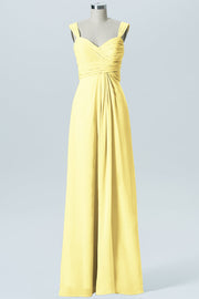 Chiffon Column Straps Sleeveless Bridesmaid Dress-B07914