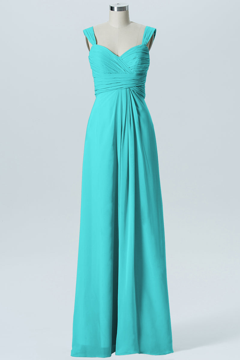 Chiffon Column Straps Sleeveless Bridesmaid Dress-B07914