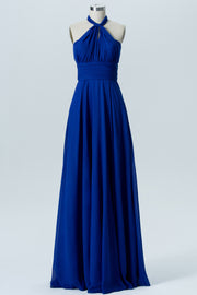 Chiffon Halter Sleeveless Bridesmaid Dress| Plus Size | 60+ Colors