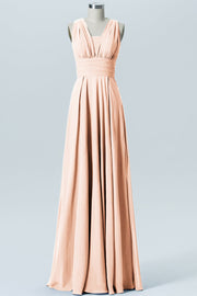 Chiffon Column Convertible Sleeveless Bridesmaid Dress-B07933
